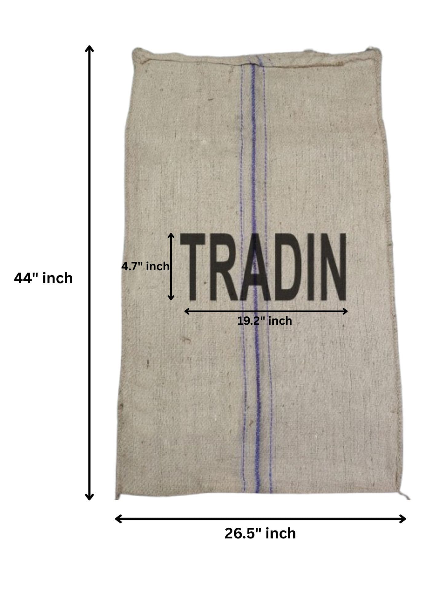 Custom-printed food-grade jute sack for cocoa export with blue stripe